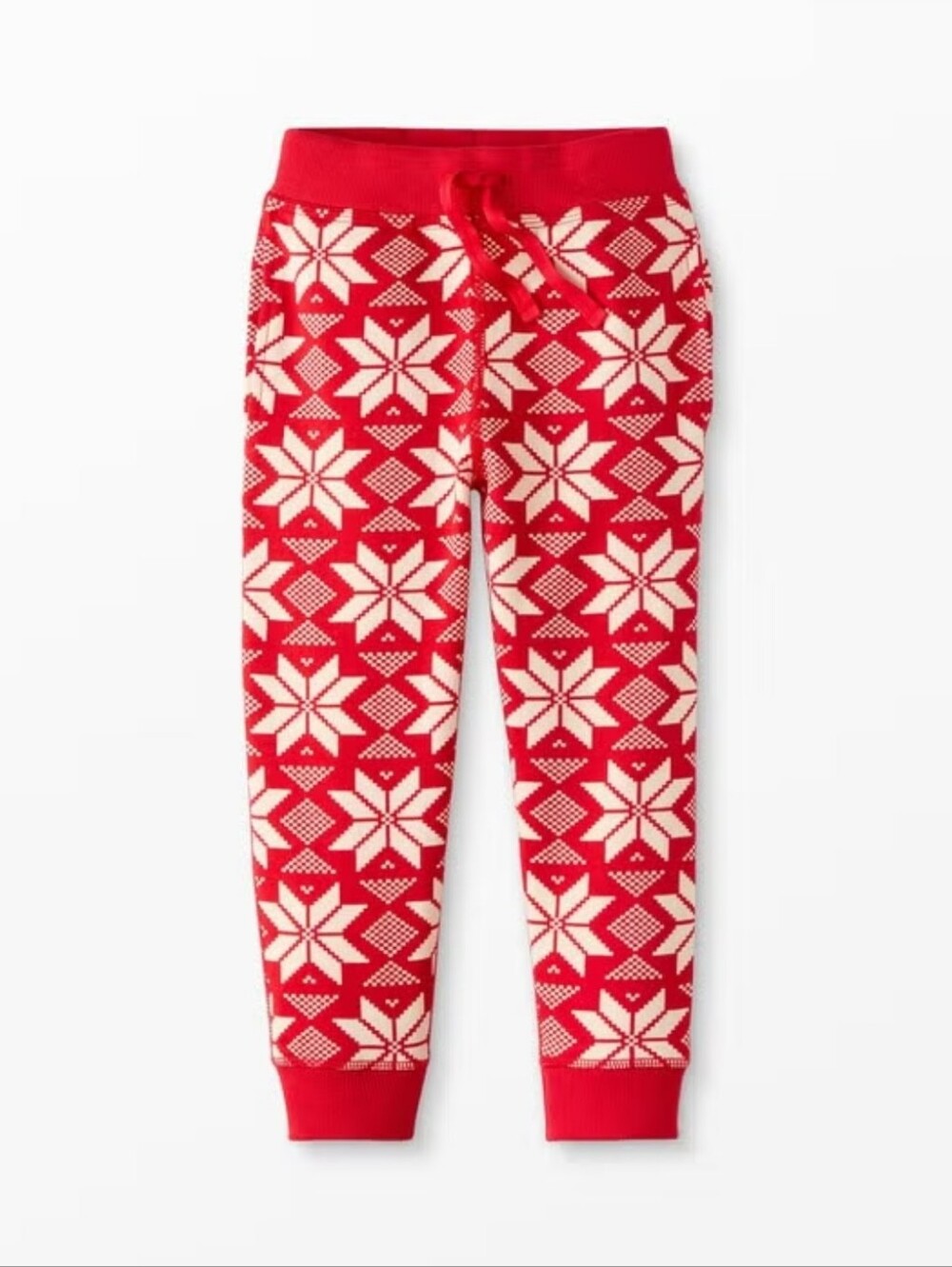 Hanna Andersson Kids Red and Cream Holiday Star Knit Sweat Pant